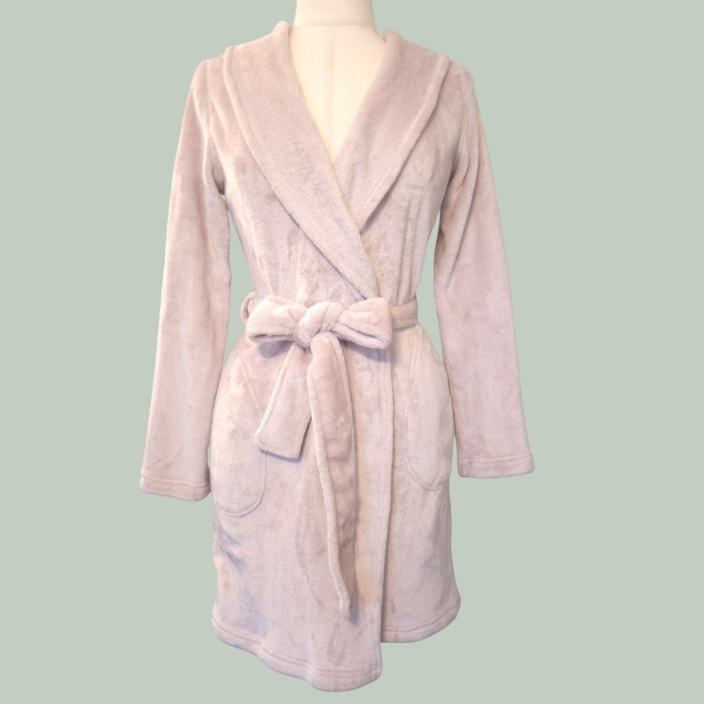 UGG Duffield II Robe Women XS Pink Excellent Hooded Fleece Loungewear UA5358W